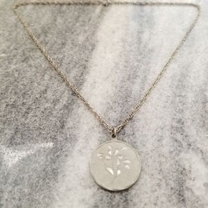 Vintage Kelly Waters Hand Engraved Pewter Pendant Necklace, Silver Tone, Estate